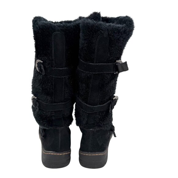 BARETRAPS AYDEN BLACK SUEDE FAUX FUR TALL WINTER BOOTS W/ BUCKLE ACCENTS 9.5M - Picture 4 of 7